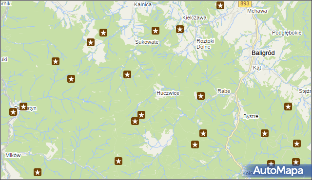 mapa Huczwice, Huczwice na mapie Targeo