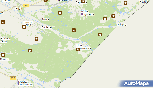 mapa Huta Kryształowa, Huta Kryształowa na mapie Targeo