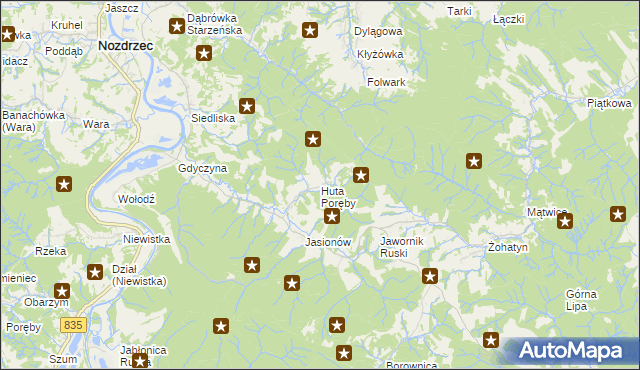 mapa Huta Poręby, Huta Poręby na mapie Targeo