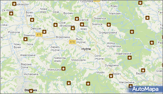 mapa Hyżne, Hyżne na mapie Targeo