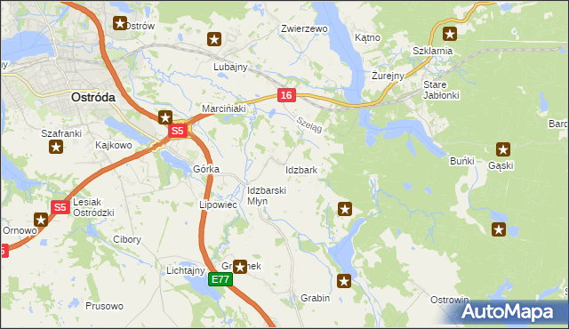 mapa Idzbark, Idzbark na mapie Targeo