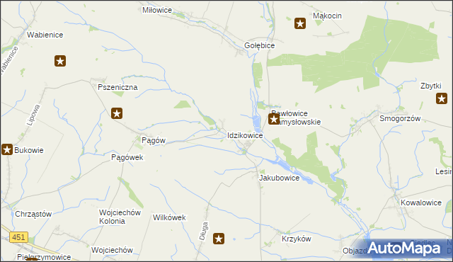 mapa Idzikowice gmina Wilków, Idzikowice gmina Wilków na mapie Targeo