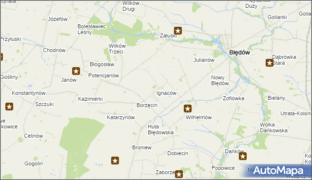 mapa Ignaców gmina Błędów, Ignaców gmina Błędów na mapie Targeo