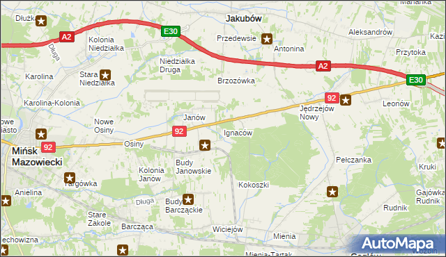 mapa Ignaców gmina Mińsk Mazowiecki, Ignaców gmina Mińsk Mazowiecki na mapie Targeo