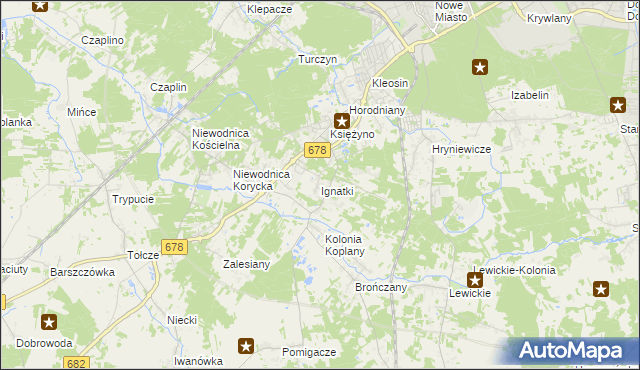 mapa Ignatki gmina Juchnowiec Kościelny, Ignatki gmina Juchnowiec Kościelny na mapie Targeo