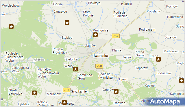 mapa Iwaniska, Iwaniska na mapie Targeo