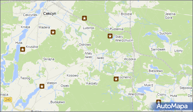 mapa Iwiec, Iwiec na mapie Targeo