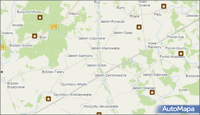 mapa Jabłoń Kościelna, Jabłoń Kościelna na mapie Targeo