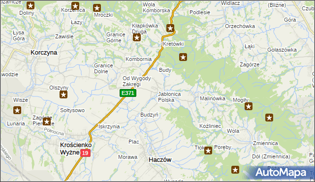 mapa Jabłonica Polska, Jabłonica Polska na mapie Targeo