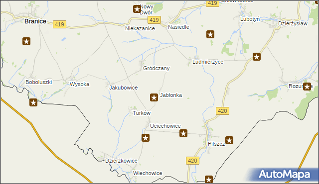 mapa Jabłonka gmina Branice, Jabłonka gmina Branice na mapie Targeo