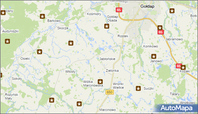 mapa Jabłońskie gmina Gołdap, Jabłońskie gmina Gołdap na mapie Targeo