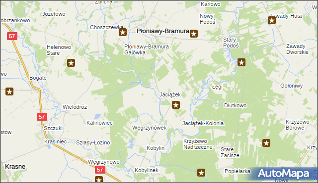 mapa Jaciążek, Jaciążek na mapie Targeo