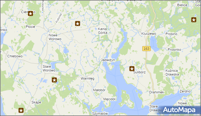 mapa Jadwiżyn gmina Złocieniec, Jadwiżyn gmina Złocieniec na mapie Targeo