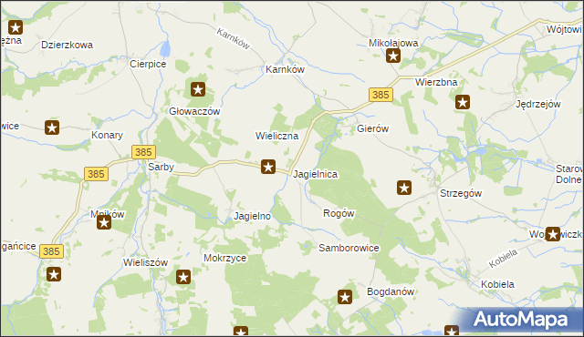 mapa Jagielnica, Jagielnica na mapie Targeo