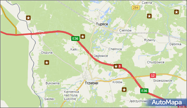 mapa Jagłowice, Jagłowice na mapie Targeo