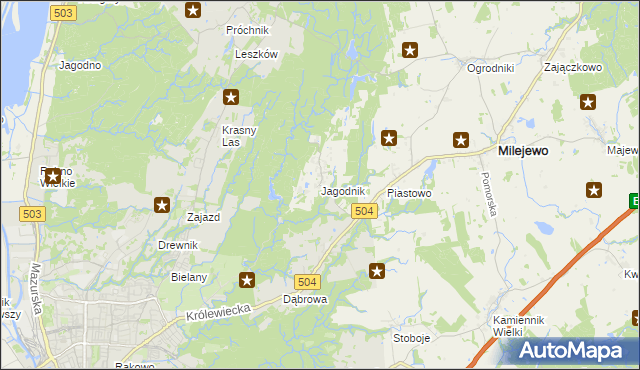 mapa Jagodnik gmina Milejewo, Jagodnik gmina Milejewo na mapie Targeo