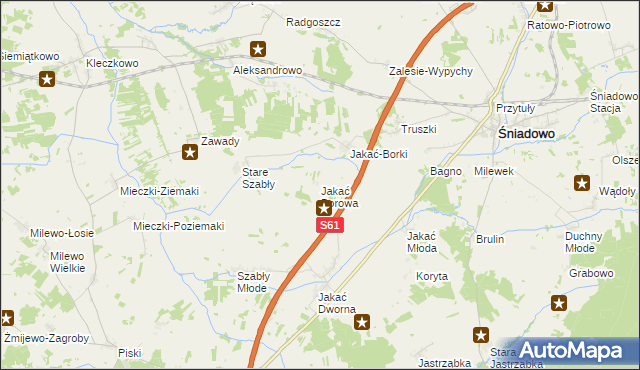 mapa Jakać Borowa, Jakać Borowa na mapie Targeo