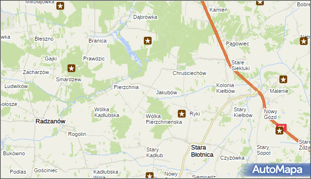 mapa Jakubów gmina Stara Błotnica, Jakubów gmina Stara Błotnica na mapie Targeo