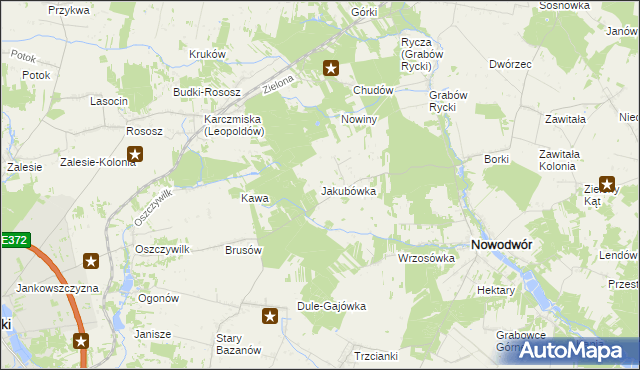 mapa Jakubówka gmina Nowodwór, Jakubówka gmina Nowodwór na mapie Targeo