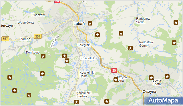 mapa Jałowiec gmina Lubań, Jałowiec gmina Lubań na mapie Targeo