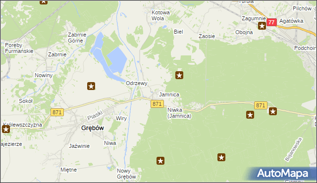 mapa Jamnica gmina Grębów, Jamnica gmina Grębów na mapie Targeo