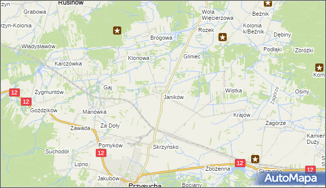 mapa Janików gmina Przysucha, Janików gmina Przysucha na mapie Targeo