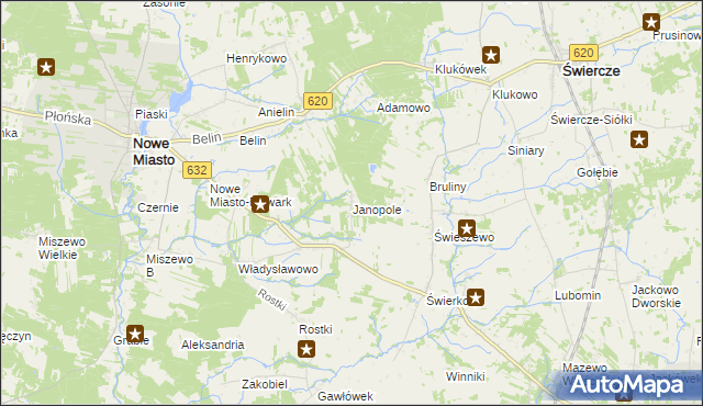 mapa Janopole gmina Nowe Miasto, Janopole gmina Nowe Miasto na mapie Targeo