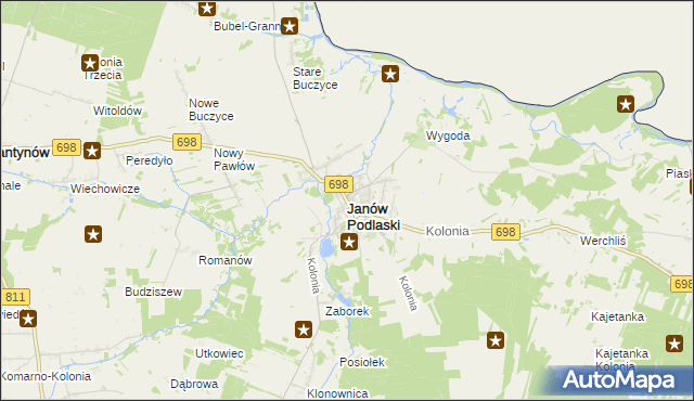 mapa Janów Podlaski, Janów Podlaski na mapie Targeo