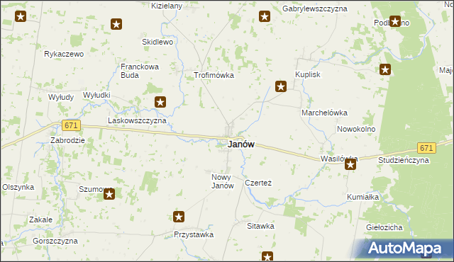 mapa Janów powiat sokólski, Janów powiat sokólski na mapie Targeo