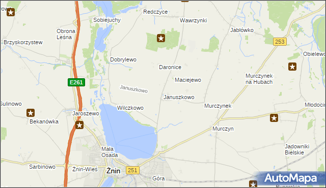 mapa Januszkowo gmina Żnin, Januszkowo gmina Żnin na mapie Targeo