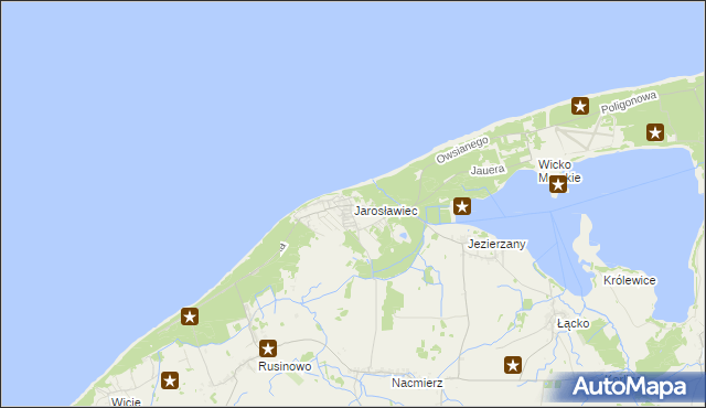 mapa Jarosławiec gmina Postomino, Jarosławiec gmina Postomino na mapie Targeo