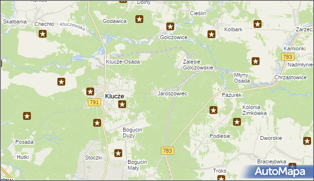 mapa Jaroszowiec, Jaroszowiec na mapie Targeo