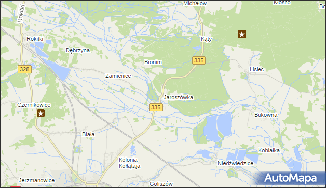 mapa Jaroszówka gmina Chojnów, Jaroszówka gmina Chojnów na mapie Targeo