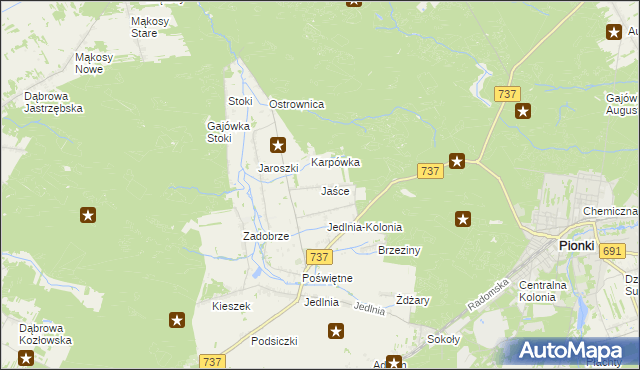 mapa Jaśce, Jaśce na mapie Targeo