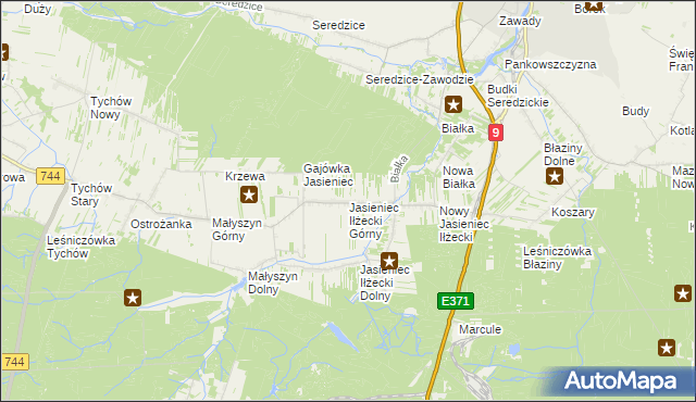 mapa Jasieniec Iłżecki Górny, Jasieniec Iłżecki Górny na mapie Targeo