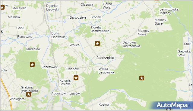 mapa Jastrzębia powiat radomski, Jastrzębia powiat radomski na mapie Targeo