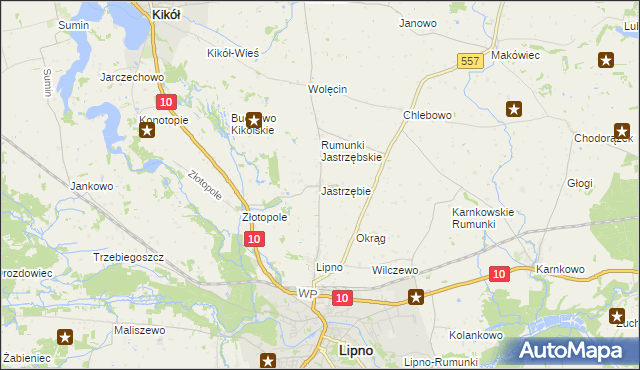 mapa Jastrzębie gmina Lipno, Jastrzębie gmina Lipno na mapie Targeo