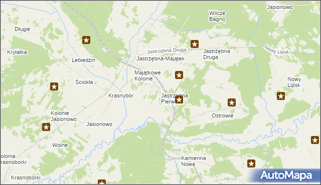 mapa Jastrzębna Pierwsza, Jastrzębna Pierwsza na mapie Targeo