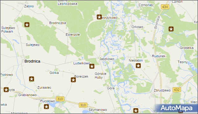 mapa Jaszkowo gmina Brodnica, Jaszkowo gmina Brodnica na mapie Targeo