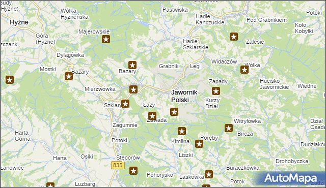 mapa Jawornik-Przedmieście, Jawornik-Przedmieście na mapie Targeo