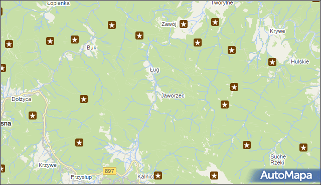 mapa Jaworzec, Jaworzec na mapie Targeo