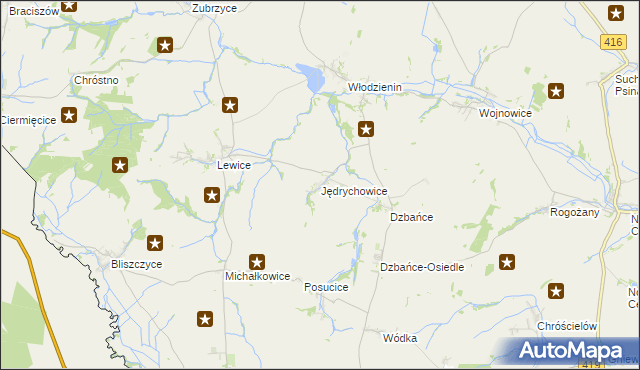 mapa Jędrychowice, Jędrychowice na mapie Targeo