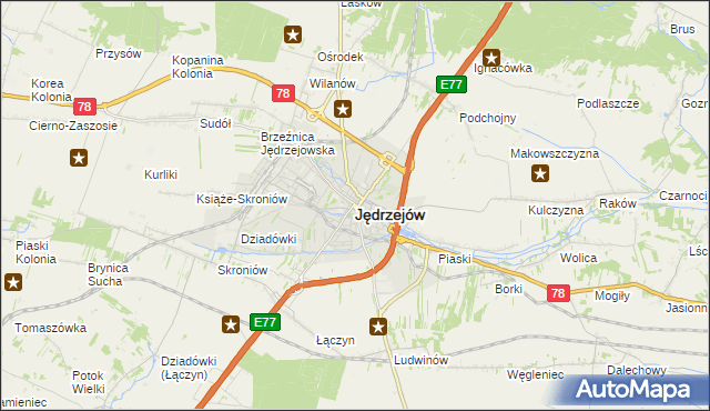 mapa Jędrzejów, Jędrzejów na mapie Targeo
