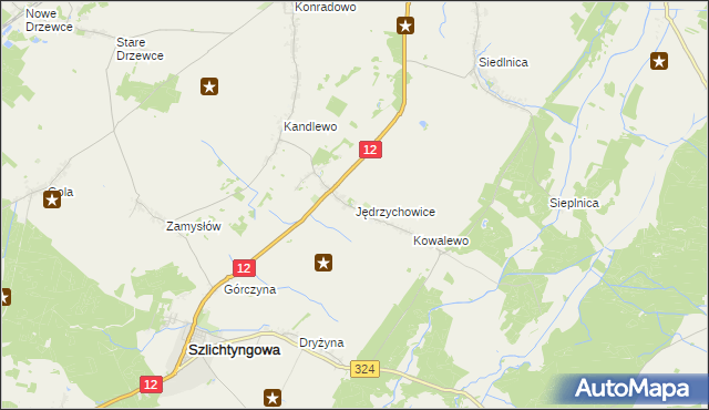 mapa Jędrzychowice gmina Szlichtyngowa, Jędrzychowice gmina Szlichtyngowa na mapie Targeo