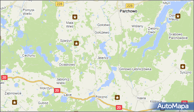 mapa Jeleńcz gmina Parchowo, Jeleńcz gmina Parchowo na mapie Targeo