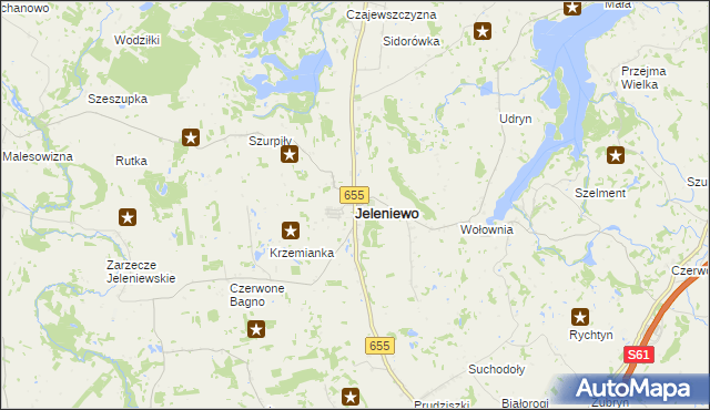 mapa Jeleniewo, Jeleniewo na mapie Targeo