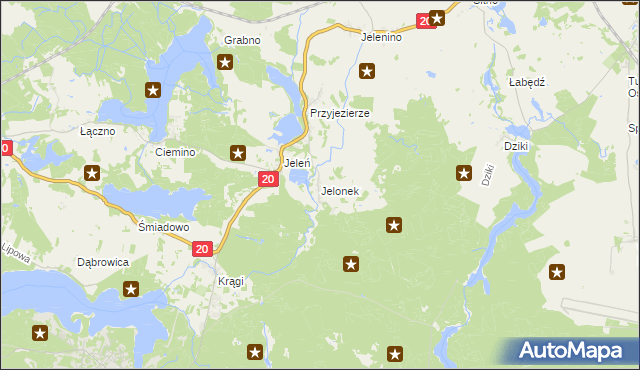 mapa Jelonek gmina Borne Sulinowo, Jelonek gmina Borne Sulinowo na mapie Targeo