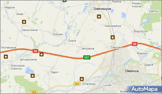 mapa Jenkowice gmina Oleśnica, Jenkowice gmina Oleśnica na mapie Targeo