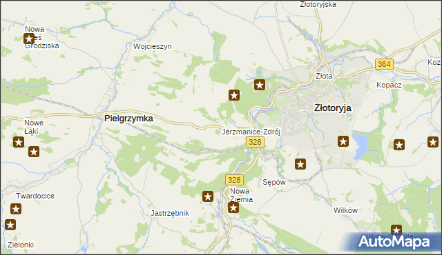 mapa Jerzmanice-Zdrój, Jerzmanice-Zdrój na mapie Targeo