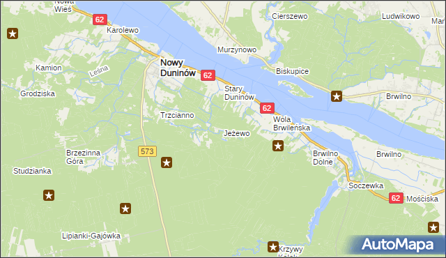 mapa Jeżewo gmina Nowy Duninów, Jeżewo gmina Nowy Duninów na mapie Targeo